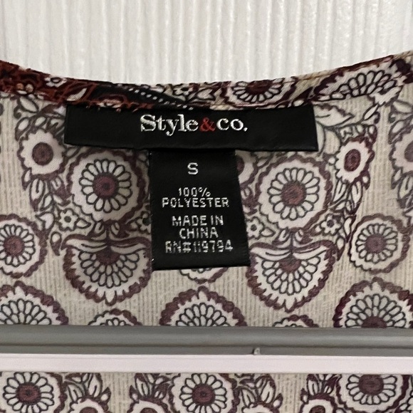 2 for $10 | Women's Printed Pintucked Peasant Sheer Flowy Top Size Small - Picture 7 of 7